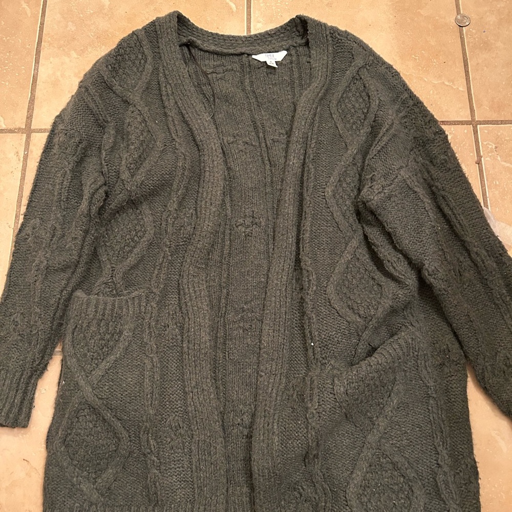 Women’s Cozy Cable Knit Cardigan Sweater - Dark Green